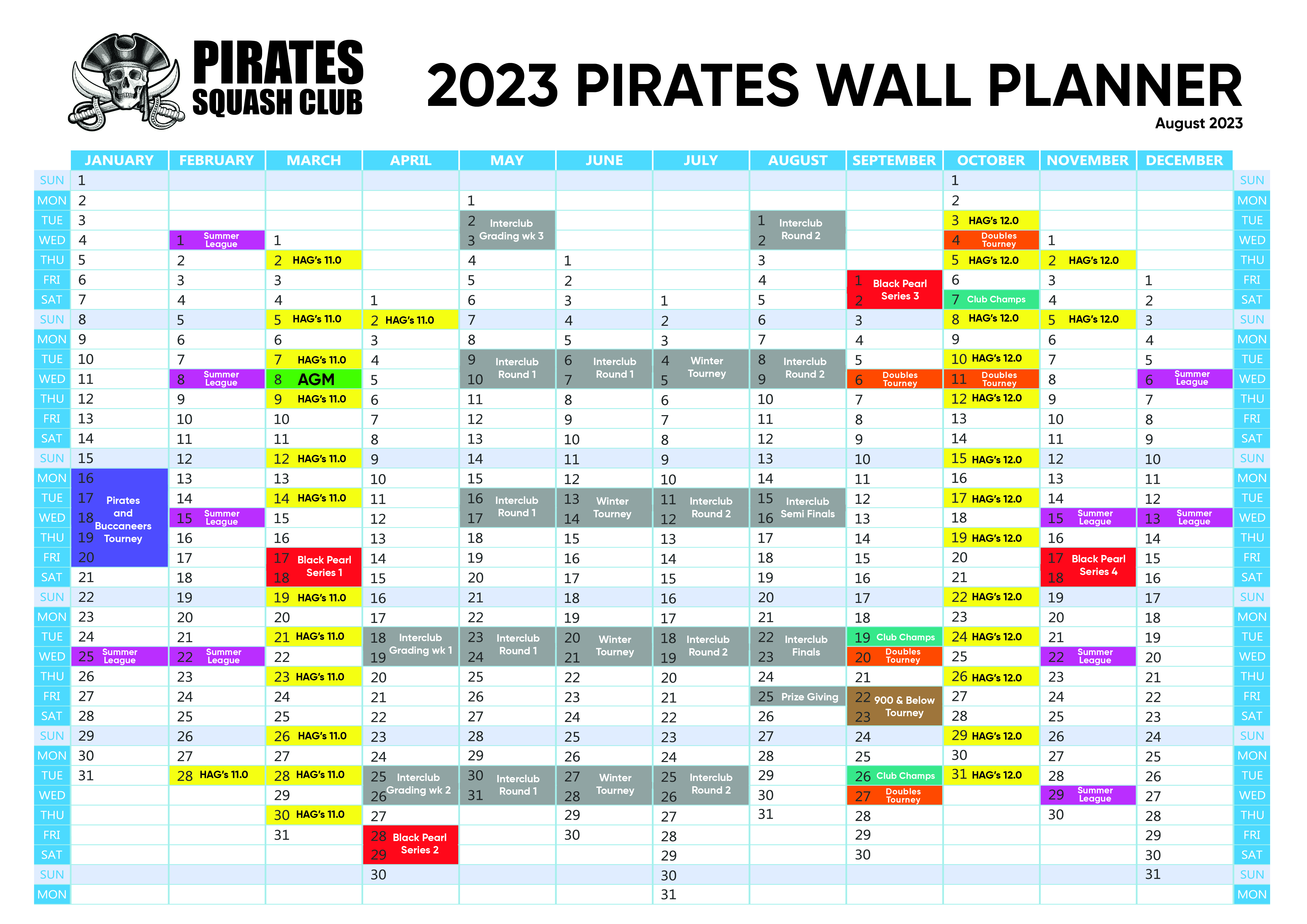 2023 Pirates Wall Planner