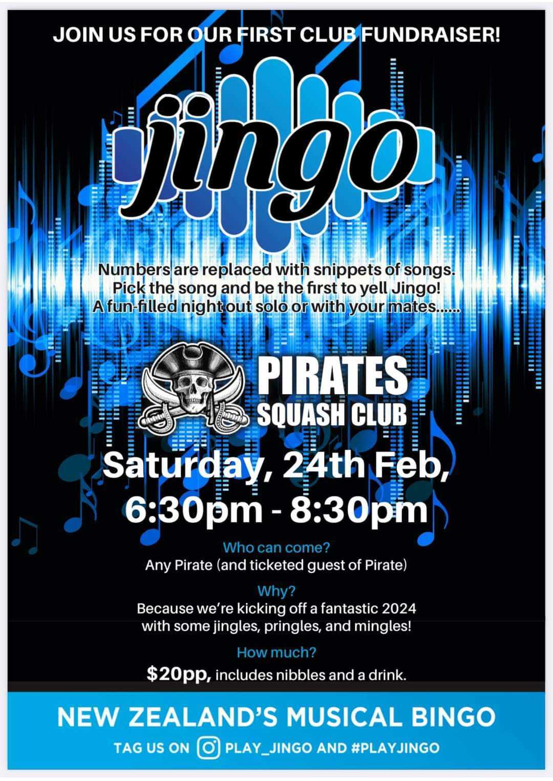 Pirates Squash Club Jingo 2024 banner