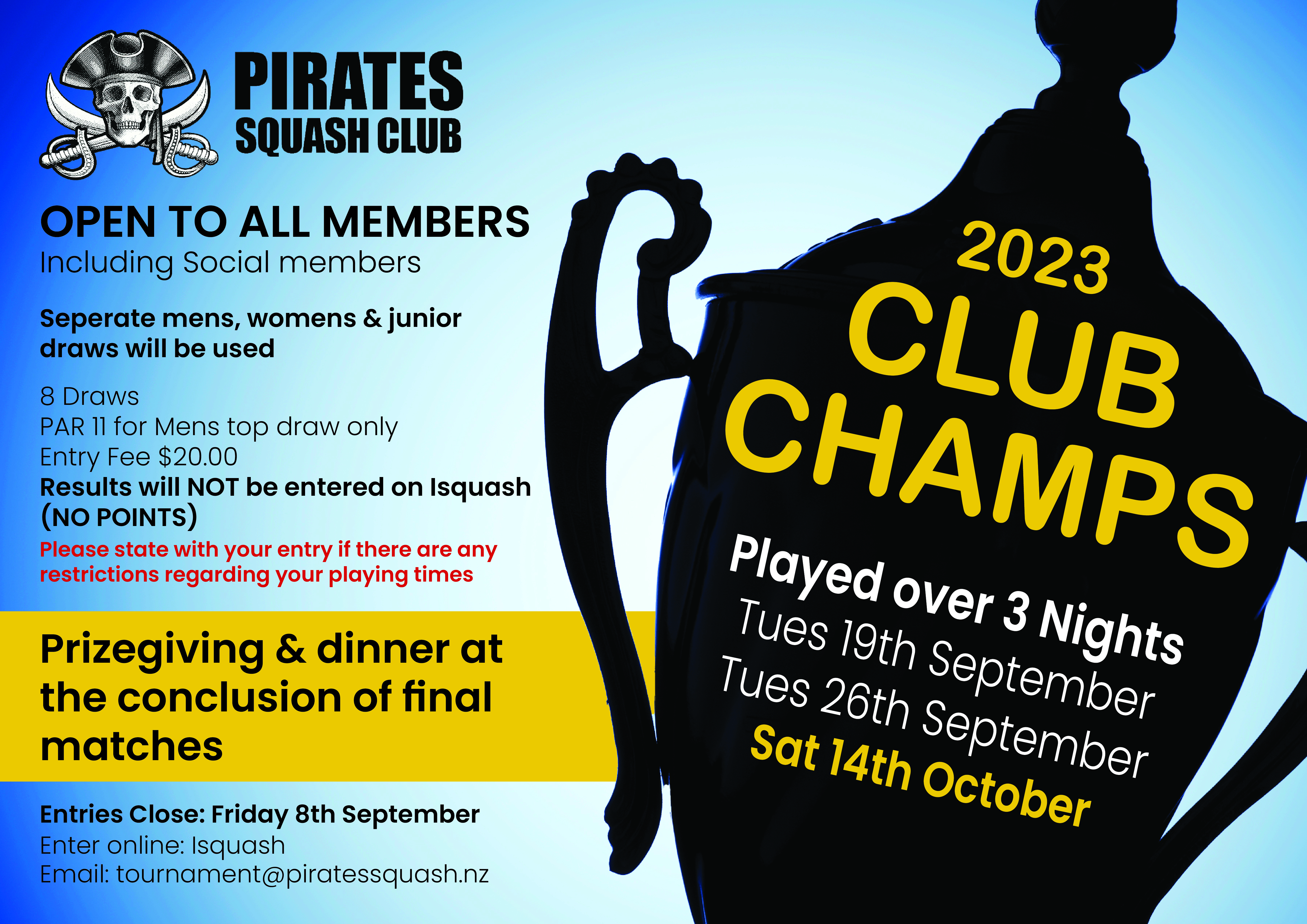 Pirates Squash Club - Club Champs 2023